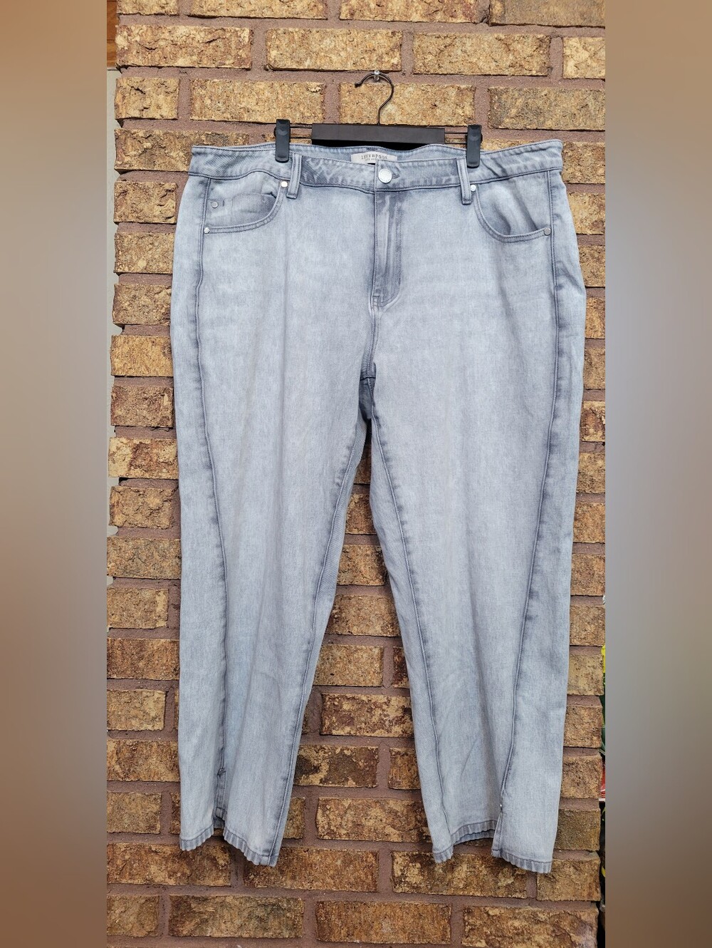 Liverpool Kennedy Straight Gray Denim Jeans Cotton Blend Stretch Size 20W